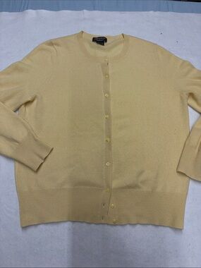 Lord & Taylor Pale Yellow 100% Cashmere Button-Front Cardigan XL